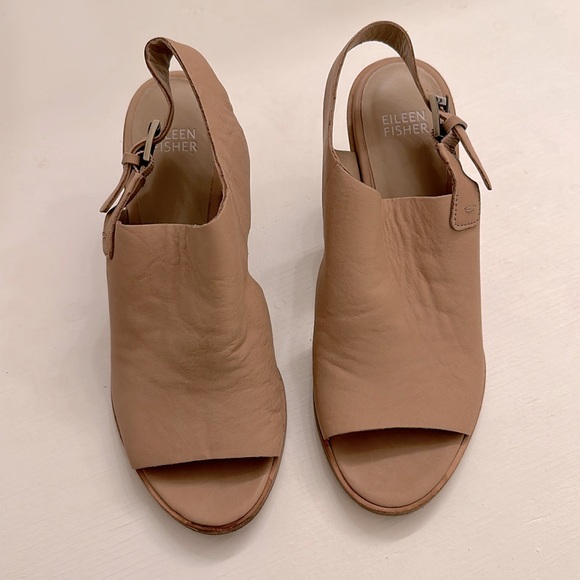 Eileen Fisher Women’s Leather Open Toe Boho Pump Sandal | Size 8